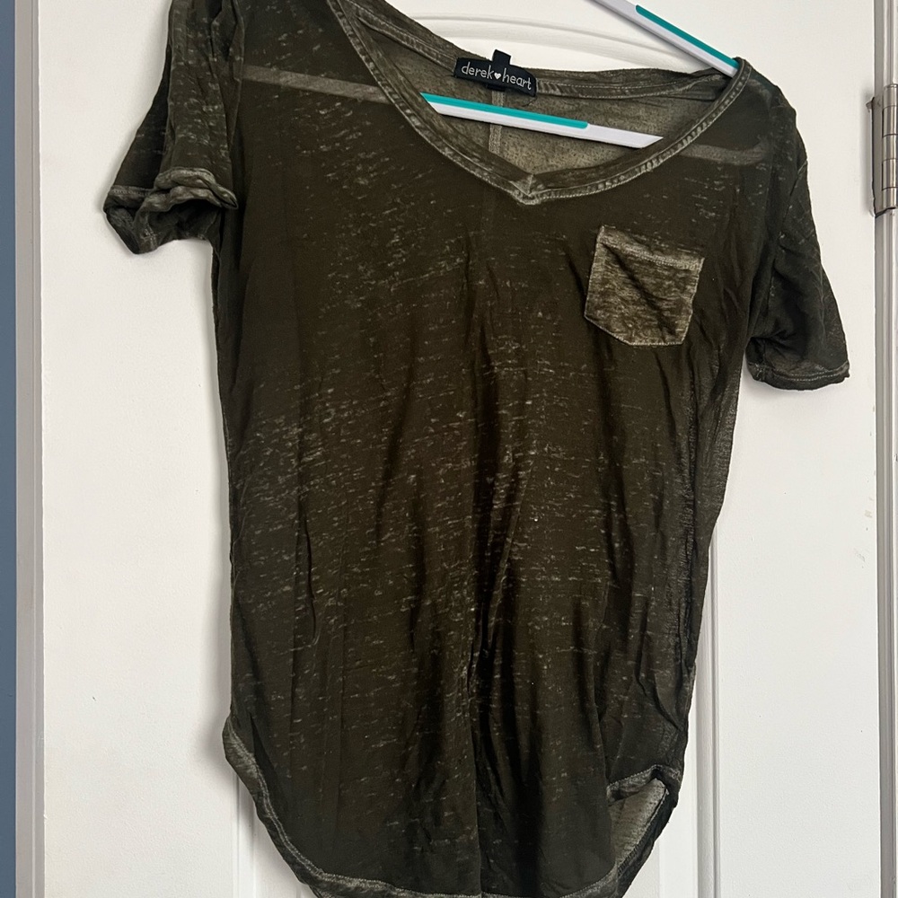 Derek Heart Dark Green Sheer Top